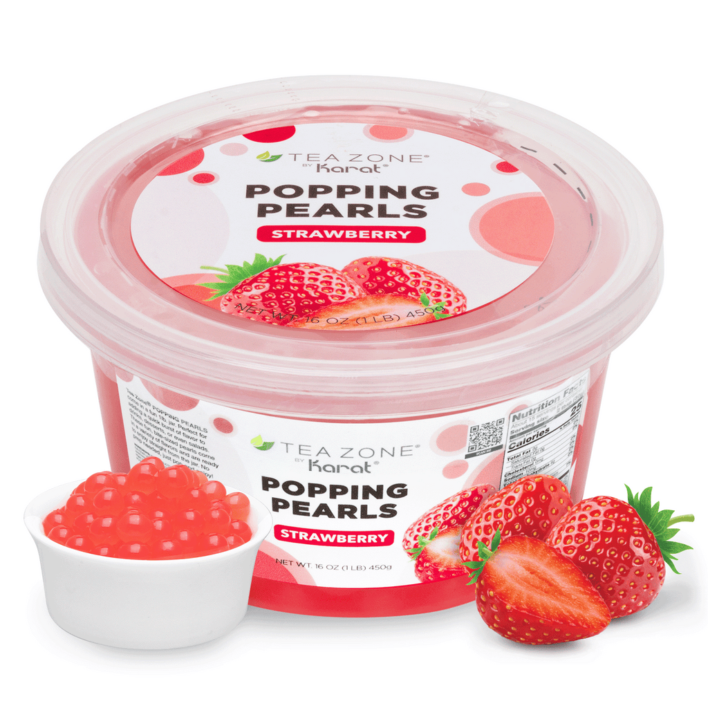 Tea Zone Popping Boba Pearls Strawberry 16 Oz. / 1 lb. (Pack