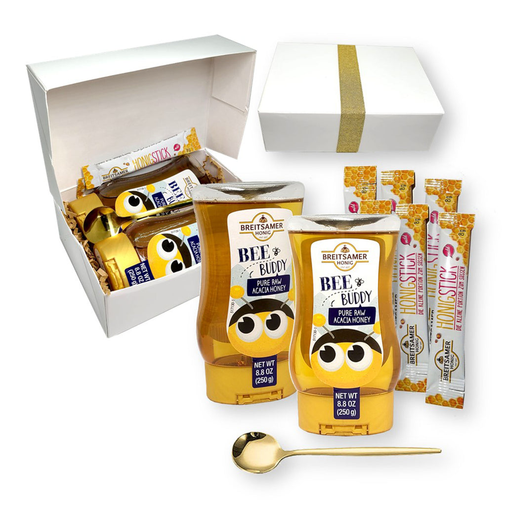 Breitsamer Honig Gift Set - 2 Bee Buddy Pure Raw BLOSSOM Honey Squeeze –  SecretPantryLA