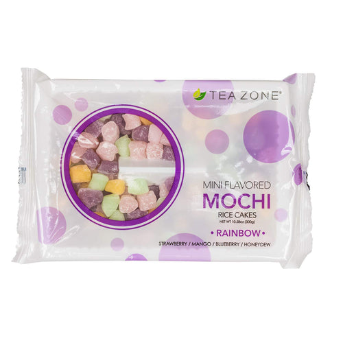 Tea Zone Mini Mochi Rice Cakes RAINBOW Ice Cream, Frozen Yogurt, Desserts Topping 10.58 Oz.