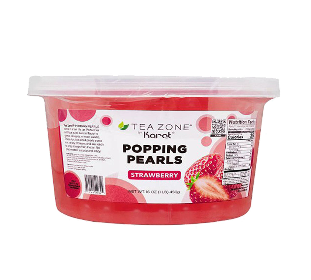 Tea Zone Popping Boba Pearls Strawberry 16 Oz. / 1 lb. (Pack