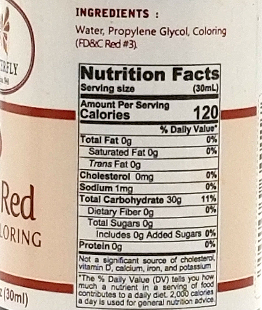 Butterfly Food Coloring Dark Red 1 Fl. Oz. (30 ml) SecretPantryLA