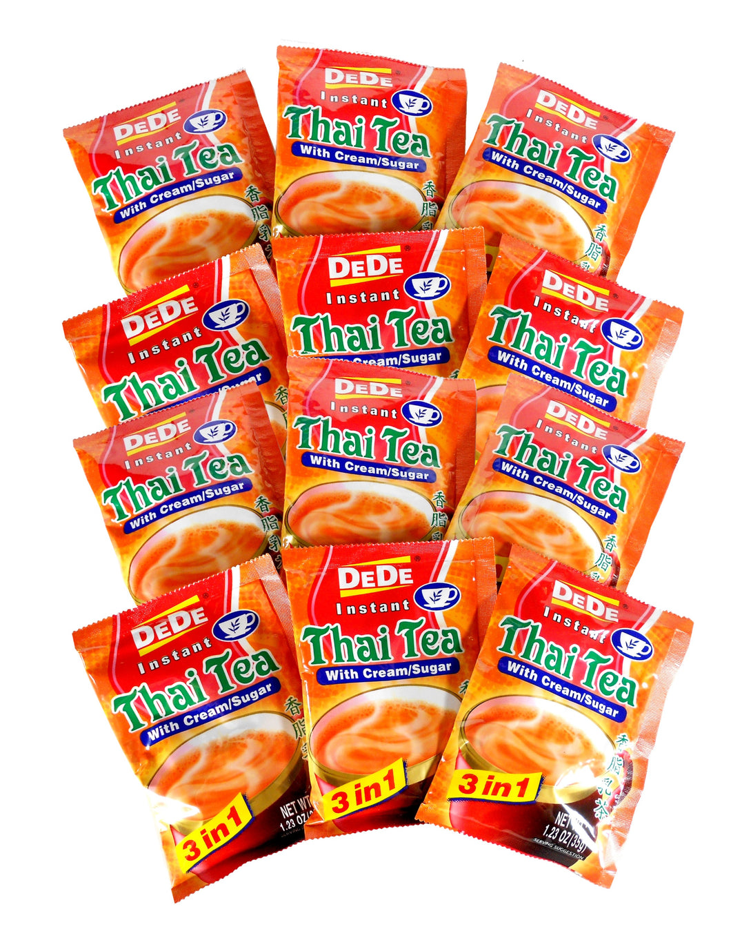 DeDe Thai Tea Instant 3-in-1 Serve Hot or Cold 1.23 Oz. X 12 (Pack of 12)