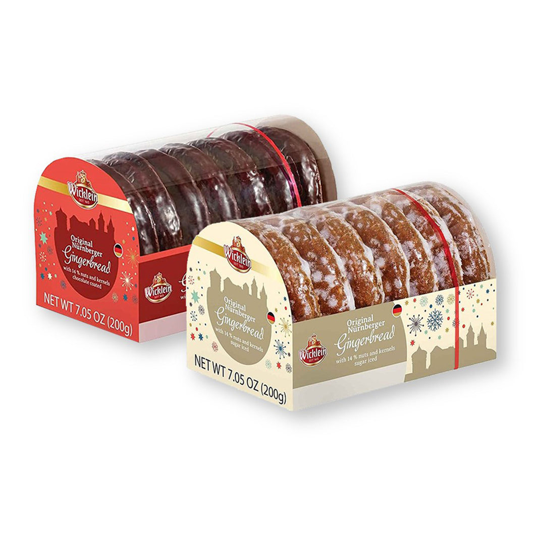 Wicklein Combo Pack Nurnberger Gingerbread Lebkuchens Glazed and Chocolate 7.05 Oz./200 g. Each (Pack of 2)