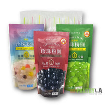WuFuYuan Boba Tapioca Pearls 3 Variety Pack (Black Sugar, Color, Green Tea) 8.8 Oz each with 25 Boba Straws Individually Wrapped