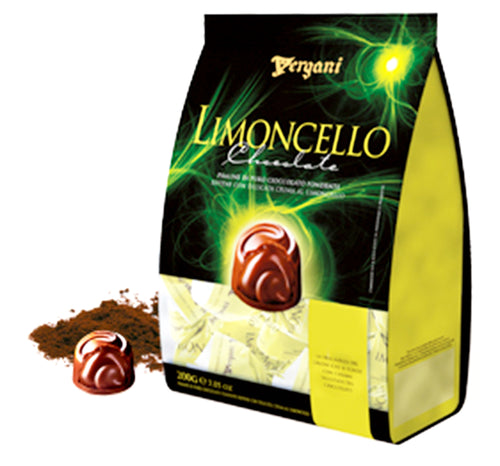 Vergani Limoncello Italian Dark Chocolate Praline with Limoncello Liqueur Cream Filled 7.05 Oz. (200 g.)