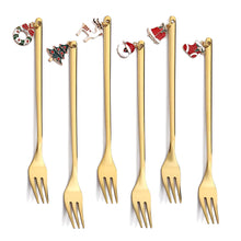 6-Piece Christmas Pendant Gold Stainless Steel Forks Gift Set