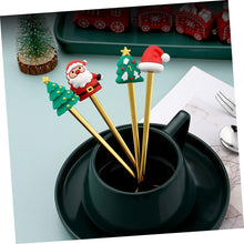 6-Piece Christmas Theme Cartoon Style Gold Stainless Steel Spoon Gift Set