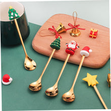 6-Piece Christmas Theme Cartoon Style Gold Stainless Steel Spoon Gift Set
