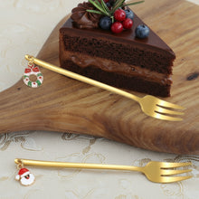 6-Piece Christmas Pendant Gold Stainless Steel Forks Gift Set