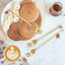 6-Piece Christmas Pendant Gold Stainless Steel Forks Gift Set