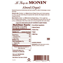 Monin Almond (Orgeat) Syrup for Cocktails, Coffee, and Beverages 750 Ml. / 25.4 Fl. Oz. X 12 (Factory Case)