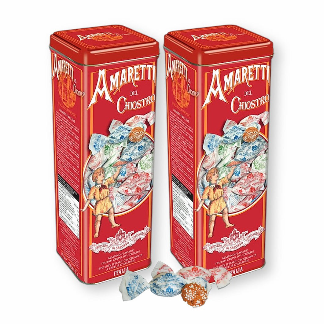 Chiostro di Saronno CRUNCHY Amaretti Cookies Tower Tin 6.17 Oz. (Pack of 2)