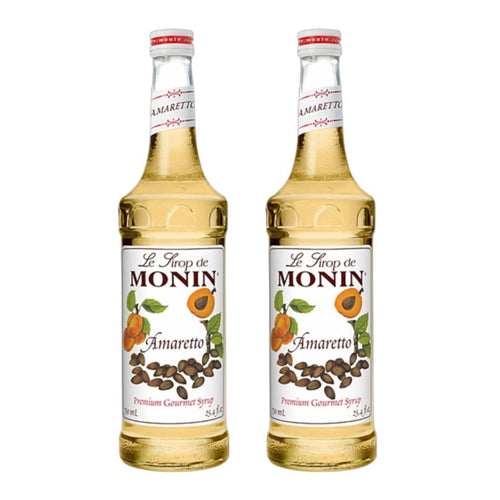 Monin Amaretto Syrup for Cocktails, Coffee, and Beverages 750 Ml. / 25.4 Fl. Oz. (Pack of 2)