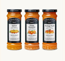 St. Dalfour Trio Set, Apricot, Orange Marmalade, and Peach Fruit Spreads Preserves 100% Fruits 10 Oz. (284 G)  (3-Pc Set)