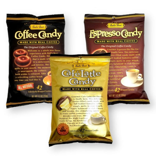 Bali's Best Coffee Candy Trio Variety Pack 3 Flavors (Coffee, Cafe Latte, and Espresso) Real Coffee 5.3 Oz. X 3 (Pack of 3)