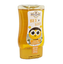 Breitsamer Honig Gift Set - 2 Bee Buddy Pure Raw LINDEN Honey Squeeze Bottles, 6 Honey Sticks, and 1 Gold Stainless Steel Tea Spoon - (9-Piece Set)