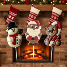 Belfine Fine Belgian Chocolate Lollipops 3 Assorted  - Santa Claus, Frosty the Snowman, and Raphael the Bear 1 Each (Pack of 3)