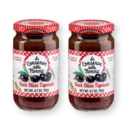 Le Conserve della Nonna BLACK OLIVES Tapenades 6.7 Oz. / 190 G. (Pack of 2)