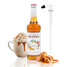 Monin Caramel Syrup with Pump Starter Set for Cocktails, Coffee, and Beverages 750 Ml. / 25.4 Fl. Oz. (2-Pc Set)