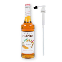 Monin Caramel Syrup with Pump Starter Set for Cocktails, Coffee, and Beverages 750 Ml. / 25.4 Fl. Oz. (2-Pc Set)