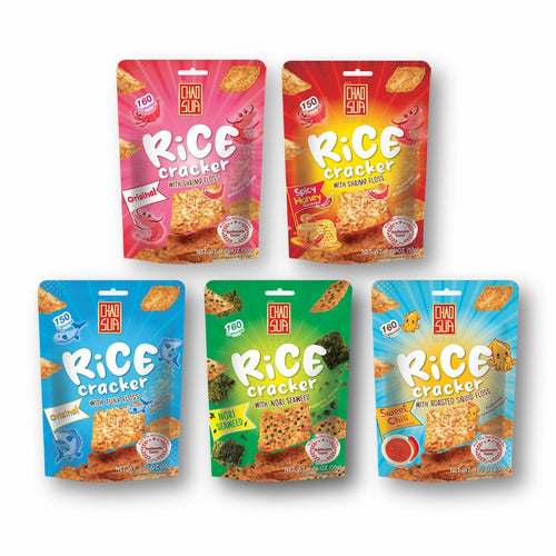 Chao Sua Rice Crackers 5 Assorted Flavors Samplers Baked 1.76 Oz. (Pack of 5)