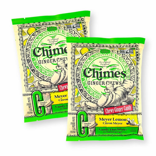 Chimes Ginger Chews MEYER LEMON Flavor Real Ginger 5 Oz. (Pack of 2)