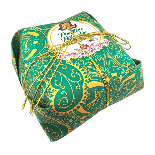 Chiostro di Saronno Panettone PISTACHIO Hand Wrapped Symphony 17.6 Oz. (500 G.)
