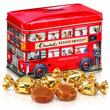 Churchill's London Double-Decker Bus Collectible Tin Coin Bank with Traditional English Butter Toffee – 5.29 oz (150 g)