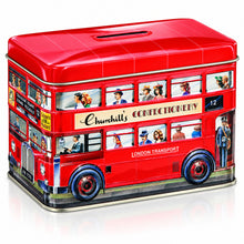 Churchill's London Double-Decker Bus Collectible Tin Coin Bank with Traditional English Butter Toffee – 5.29 oz (150 g)