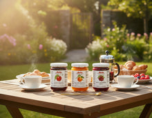 D'Arbo Trio Set Fruit Spreads - Wild Lingonberry, Sour Cherry, and Bitter Orange - with Gold Stainless Steel Stirring/Spreader Spoon (4-Pc Set)