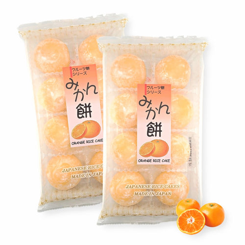 Japanese Mochi Fruit Daifuku MIKAN ORANGE Rice Cake 7.00 Oz / 200 g (Pack of 2)