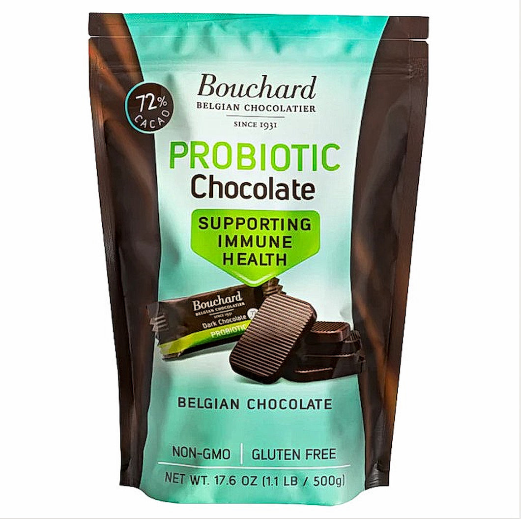 Bouchard Belgian Dark Chocolate Probiotic Napolitains 72% Cacao 17.6 Oz. (1.1 lb / 500 g.)