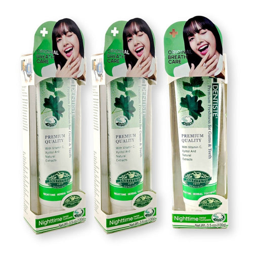 Dentiste Premium Nighttime Herbal Toothpaste For Fresh Morning Breath Net Wt. 3.5 oz. / 100 g. (Pack of 3)