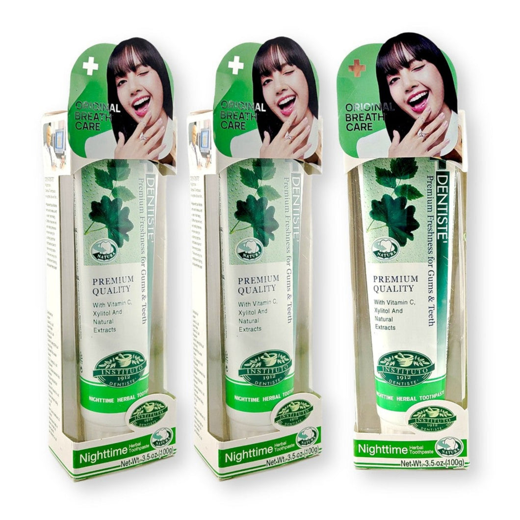 Dentiste Premium Nighttime Herbal Toothpaste For Fresh Morning Breath Net Wt. 3.5 oz. / 100 g. (Pack of 3)