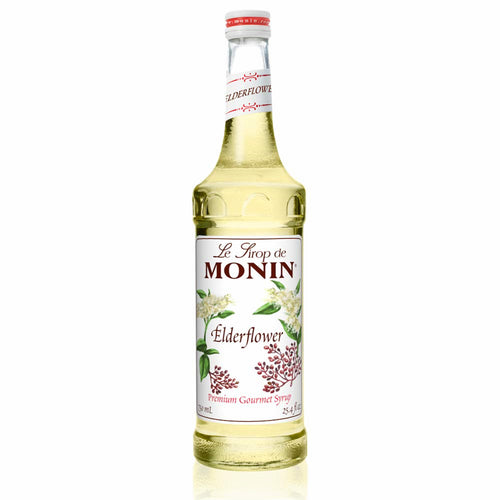 Monin Elderflower Syrup for Cocktails, Coffee, and Beverages 750 Ml. / 25.4 Fl. Oz. X 12 (Factory Case)