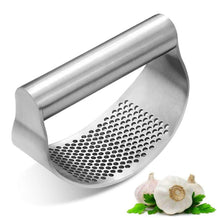 Garlic Press Rocker Stainless Steel Garlic Crusher, Mincer with Garlic Peeler and Cleaning Brush 3-Piece Set