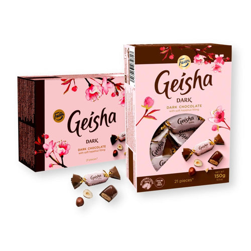 Fazer Geisha DARK Chocolate with Soft Hazelnut Filling Box 5.3 oz. / 150 g. (Pack of 2)