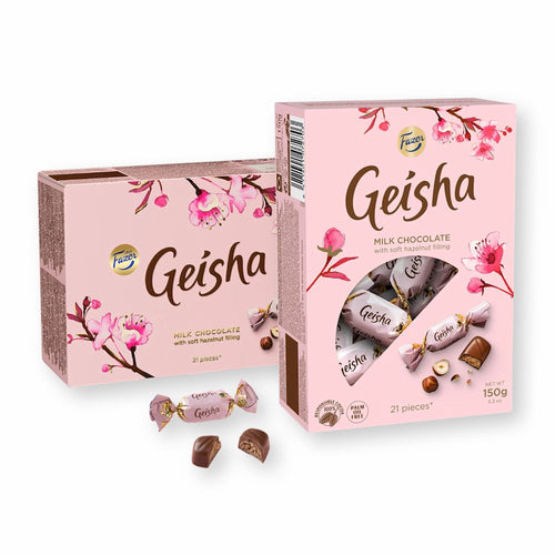 Fazer Geisha Milk Chocolate with Soft Hazelnut Filling Box 5.3 oz. / 150 g. (Pack of 2)