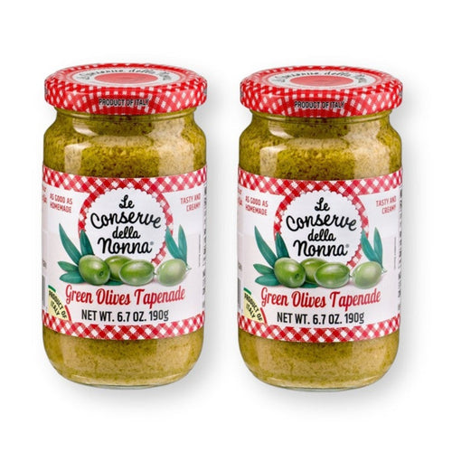 Le Conserve della Nonna GREEN OLIVES Tapenades 6.7 Oz. / 190 G. (Pack of 2)