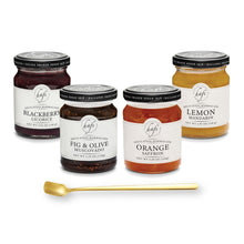 Hafi Swedish Gourmet Marmalades 4 Variety Set 4.93 Oz. & 5.29 Oz. X 4 Jars with Gold Spreader Spoon (5-Pc Set)