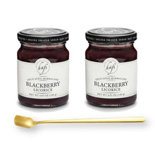 Hafi Blackberry Licorice Marmalade 4.93 Oz. X 2 Jars with Gold Spreader Spoon (3-Pc Set)