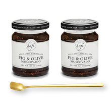 Hafi Fig & Olive Muscovado Marmalade 5.29 Oz. X 2 Jars with Gold Spreader Spoon (3-Pc Set)