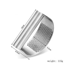 Garlic Press Rocker Stainless Steel Garlic Crusher, Mincer with Garlic Peeler and Cleaning Brush 3-Piece Set