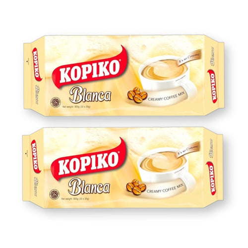 Kopiko Blanca Instant Creamy Coffee 3-in-1 Authentic Indonesian Volcanic Coffee with Brown Sugar 31.7 Oz. (30 G.X 30 Sachets) Pack of 2