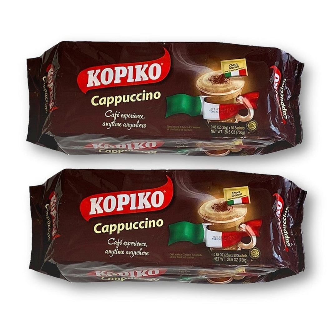 Kopiko Cappuccino Instant Coffee with Choco Granule 26.5 Oz. (25 G.X 30 Sachets) Pack of 2