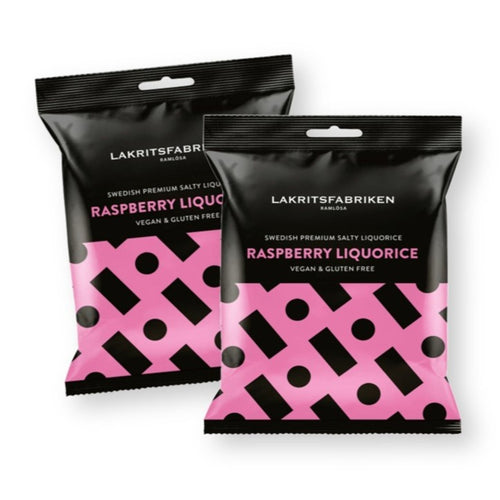Lakritsfabriken Premium Swedish SALTY RASPBERRY Licorice 3.53 Oz. (Pack of 2)