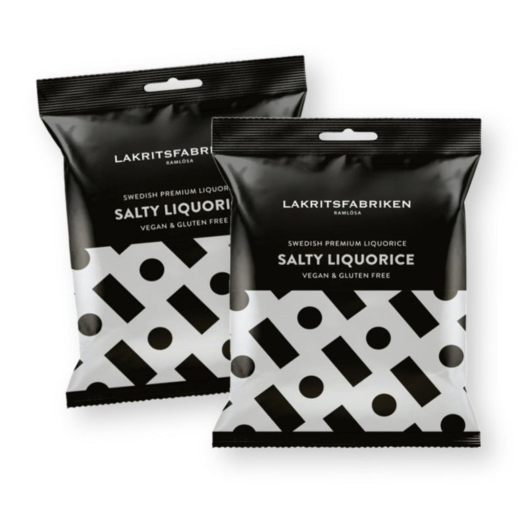 Lakritsfabriken Premium Swedish SALTY Licorice 3.53 Oz. (Pack of 2)