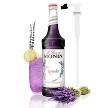 Monin Lavender Syrup with Syrup Pump Starter Set for Cocktails, Coffee, and Beverages 750 Ml. / 25.4 Fl. Oz. (2-Pc Set)