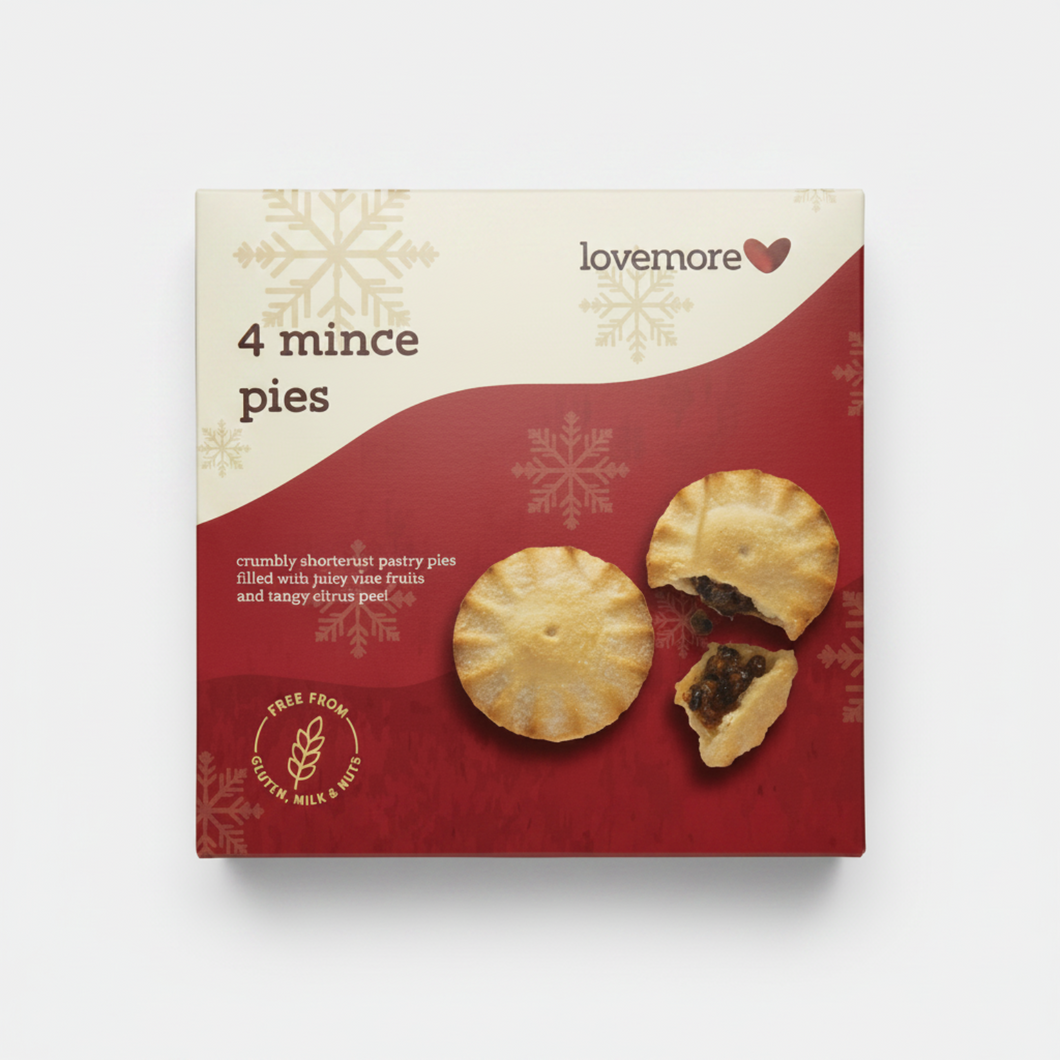 Lovemore Mince Pies Wheat & Gluten Free 4-Count 9.52 Oz. (270 g.)