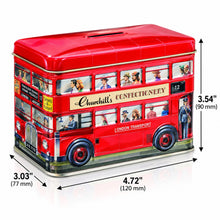 Churchill's London Double-Decker Bus Collectible Tin Coin Bank with Traditional English Butter Toffee – 5.29 oz (150 g)